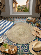 Handwoven Round Jute Rug - Natural Boho Area Rug