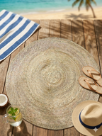 Handwoven Round Jute Rug - Natural Boho Area Rug